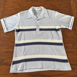 Vintage 60s 70s Paul Howard Shirt Mens Stretch Knit Polyester Disco Size Large